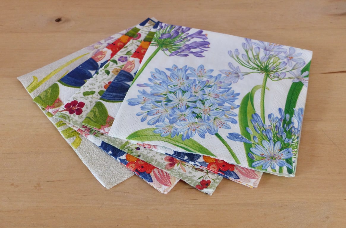 Five Mixed Paper Napkins