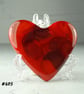 Fused glass red heart pocket hug with stand 5x4.5cm, handcrafted (405)