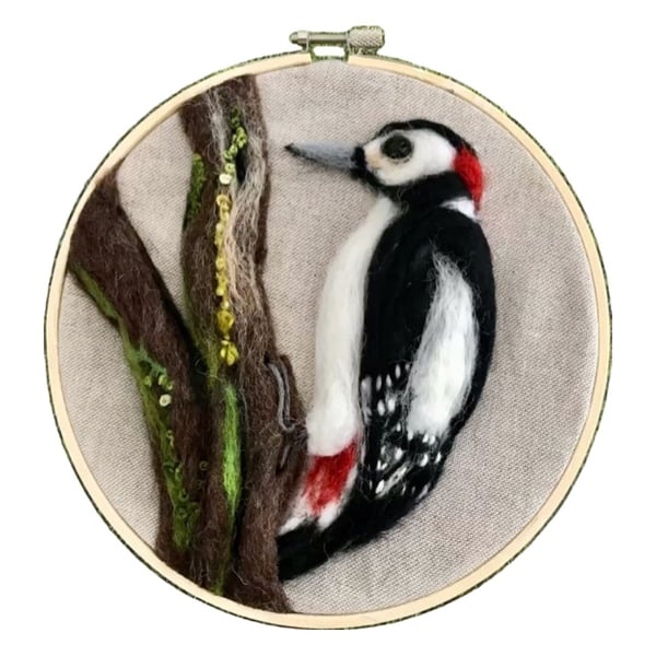 Woodpecker needle felted bird home decor 