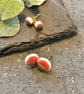 Ceramic button earrings - Coral duo - Image 1