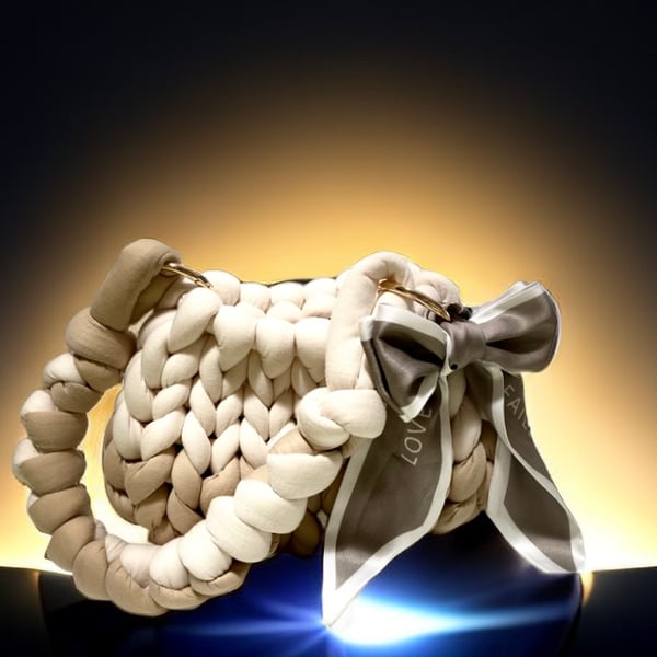 Hand-crocheted Bag Beige and Khaki 