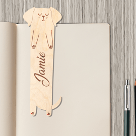 Cartoon Dog Bookmark Personalised Wooden Pet Book Dogs Lover Page