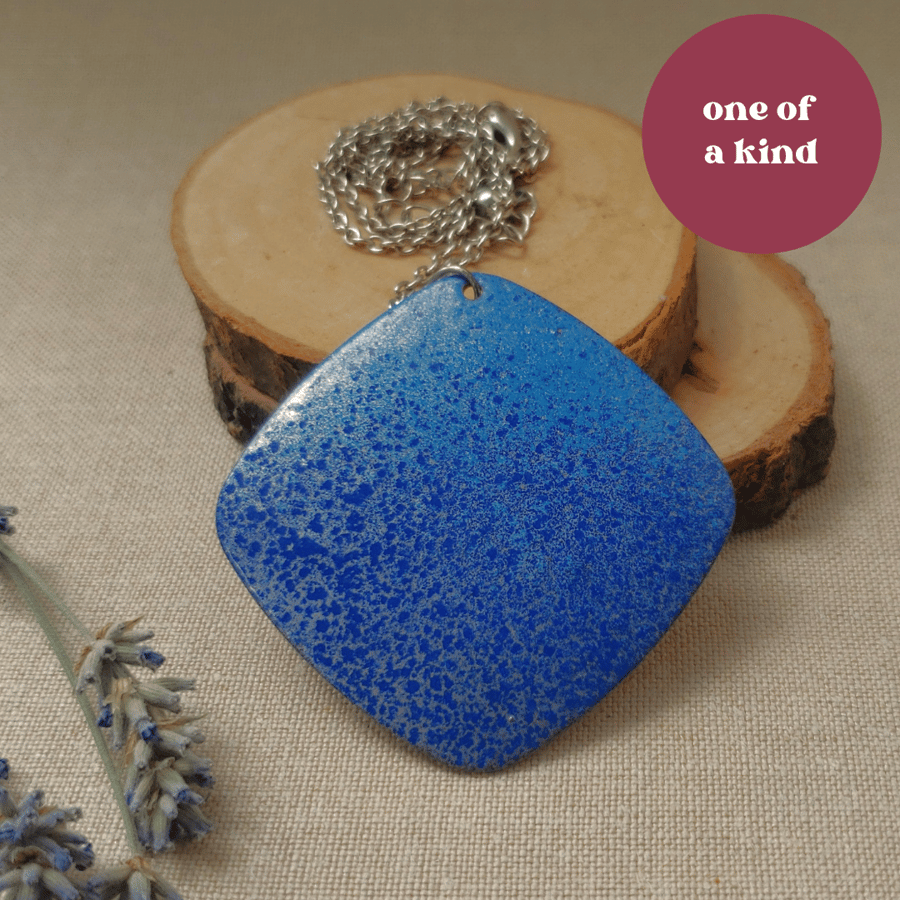 Large blue tones enamel pendant