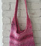 Handmade Crochet Pink Boho Tote Bag: Durable Eco-Friendly Carryall