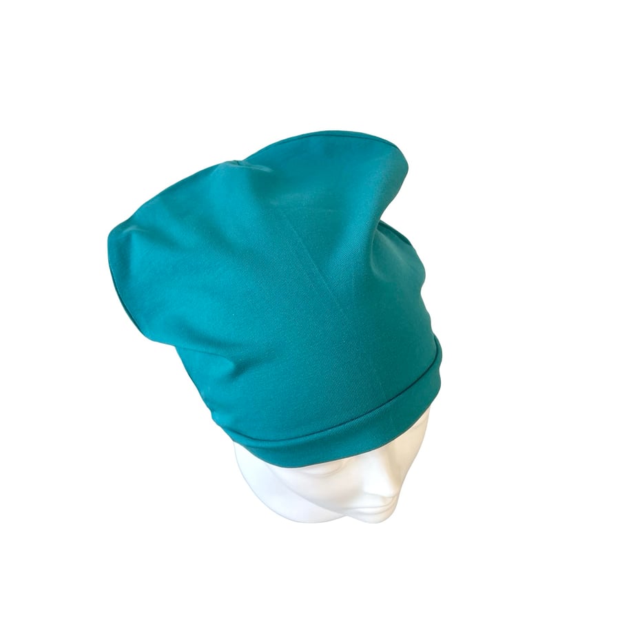 Colourful Soft Stretchy Chemo Teal Blue Beanie Hat for Women and Men