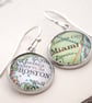 Bespoke Map Earrings - You choose map location, Silver Round Dangle Earrings  - Image 5
