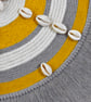 "Inyanga 2" - Yellow & Grey Shell Macrame Wall, Shelf & Console Table Decor - Image 4