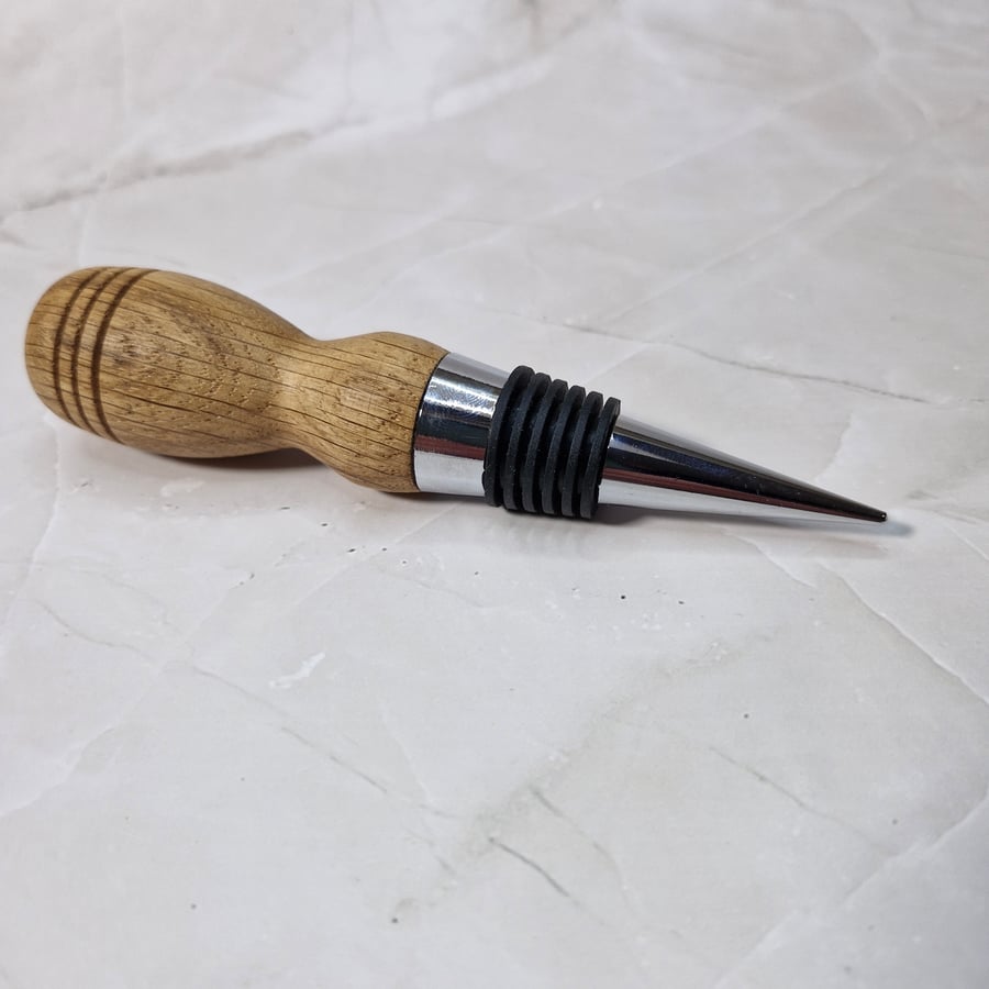 Hand Turned Bottle Stopper - Oak