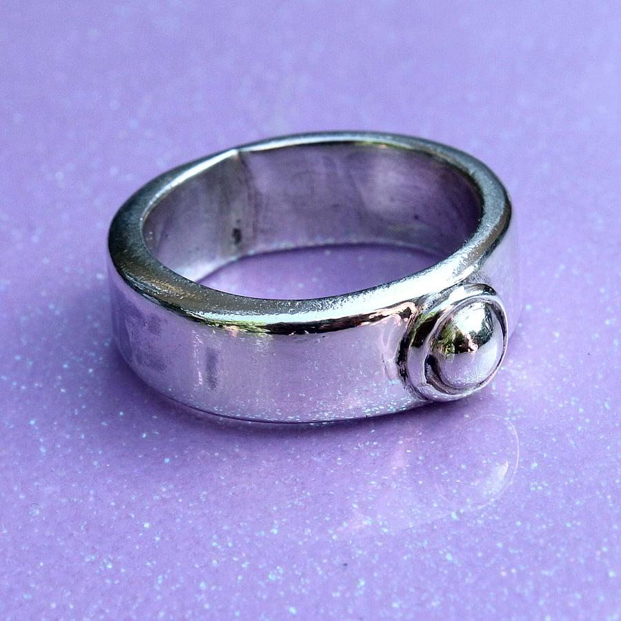 Silver Orb Ring - Classic  Fine Designer Sterling Silver Ring - Size T