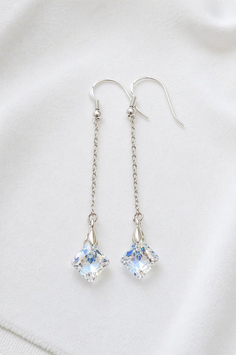 Sterling Silver Edelweiss Crystal Drop Earrings
