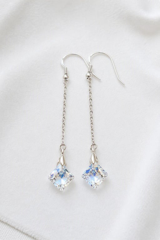 Aurora Borealis Crystal Long Chain Drop Earrings