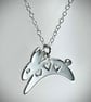 Sterling silver leaping bunny rabbit with heart cutouts pendant necklace - Image 1