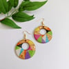 Wooden Painted Circle Earrings 