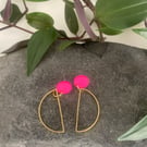 Half circle polymer clay and brass earrings 