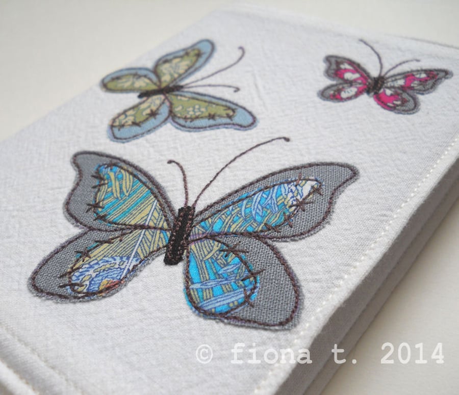 butterflies embroidered notebook