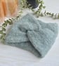 Knitted Headband Earwarmer Soft Alpaca Silk Light Spearmint Ready Made