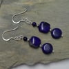 Genuine Lapis Lazuli Earings 925 Sterling Silver findings