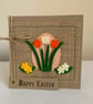 Easter greeting card with orange, yellow and cream flowers. Handmade. Wool felt. - Image 2