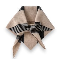 Triangle Scarf in Ecru with Navy ticking stripe