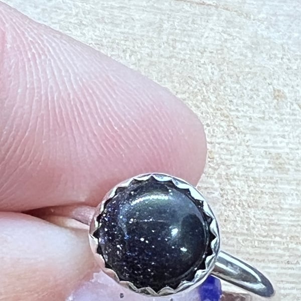 Blue goldstone stacker ring