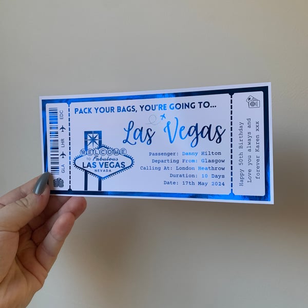Las Vegas Boarding Pass, Any Personalised Holid... - Folksy