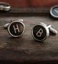 Personalised Cuff links with Initials; Typewriter Letter Keys Cufflinks - Image 4