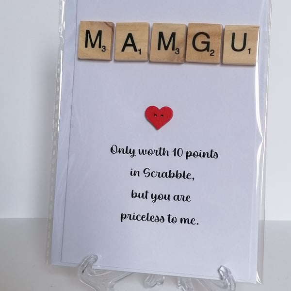  Mamgu only worth 10 points in Scrabble greetings card Welsh