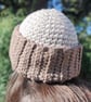 Handmade Fisherman's Hat and Neck Warmer in Parchment and Brown  - Image 1