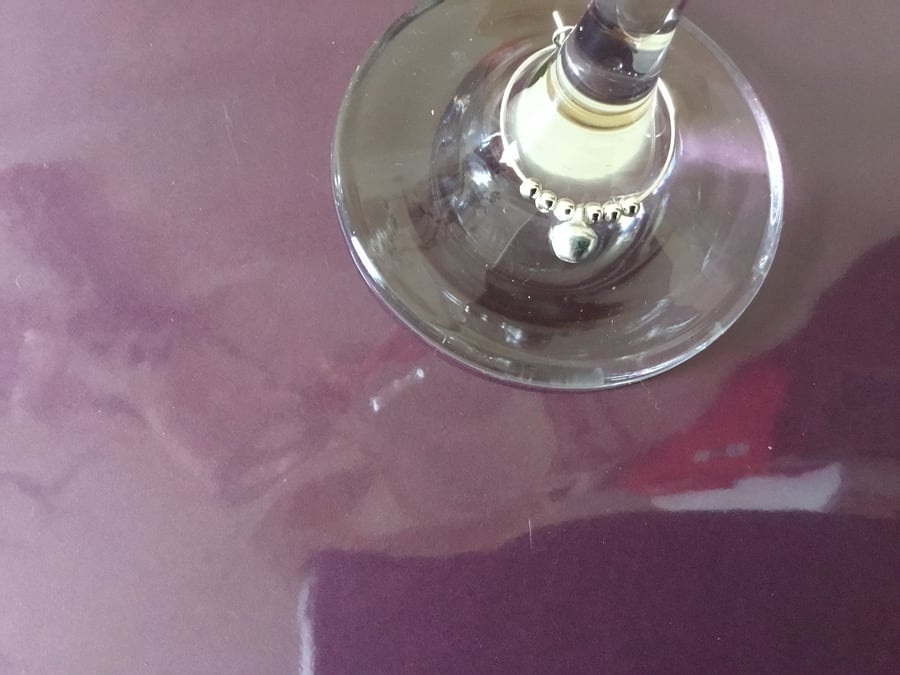 Silver bell glass charm. Wine charm.  Napkin ring. CC456