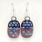 Pale Violet Spotty Fused Glass Drop Earrings