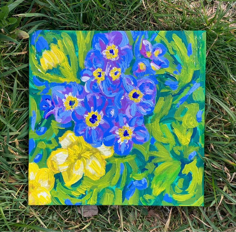 Park flowers original acrylic painting 