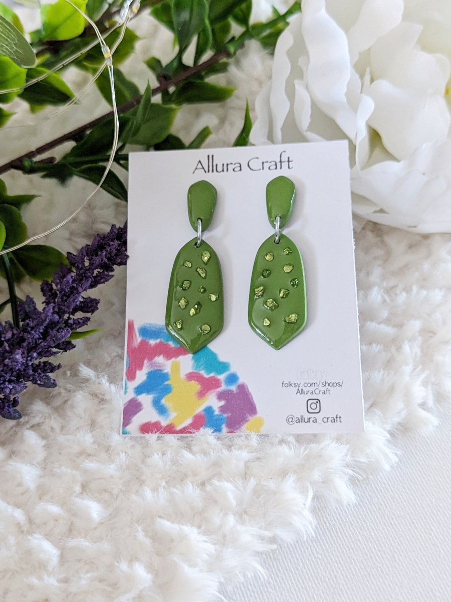 Green with Green Drop Earrings