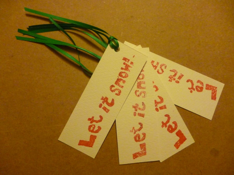 Christmas gift tags - Let it snow! Woodcut print