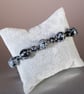 Bracelet Snowflake Obsidian and Sterling Silver Stretchy handmade - Image 5