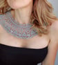 Hand crochet silk detachable collar, Lace knit necklace, Retro style collar - Image 4