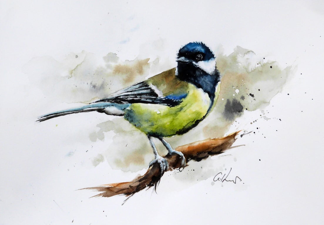 Great Tit, Original Watercolour Painting.