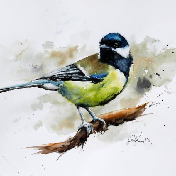 Great Tit, Original Watercolour Painting.