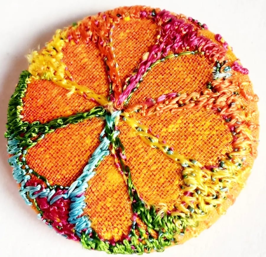 Buttons 1 inch button Hand Dyed Silks and Cottons Free Machine Embroidery Button