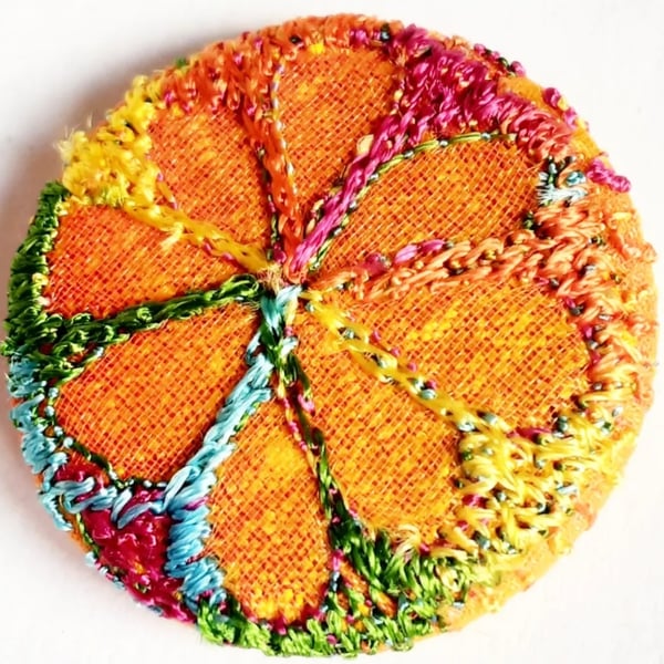 Buttons 1 inch button Hand Dyed Silks and Cottons Free Machine Embroidery Button