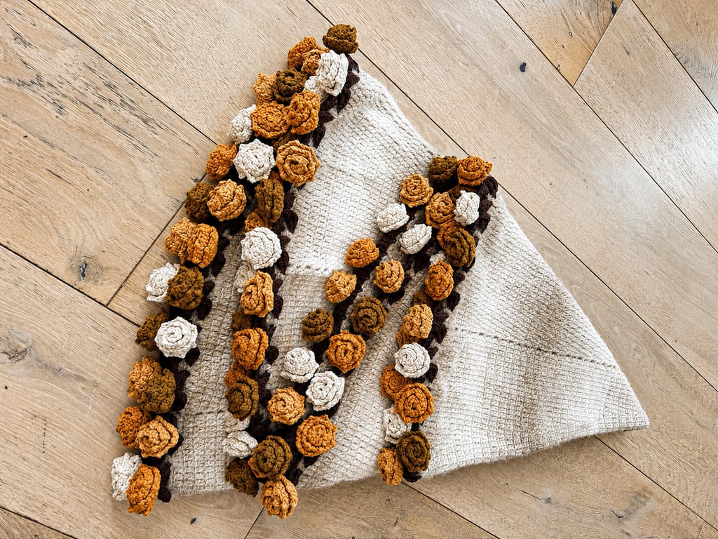 Crochet blanket with 75 roses 