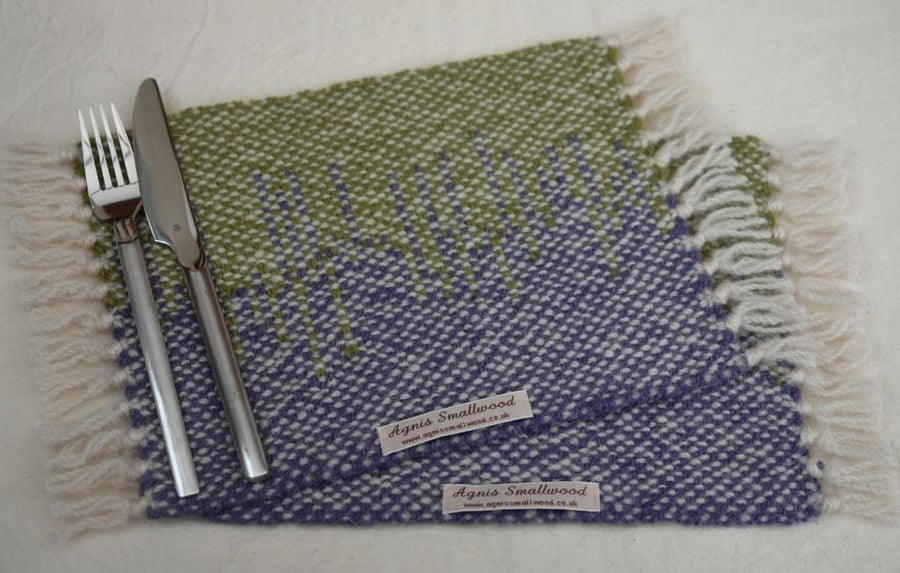 Hand Woven Wool Placemats (small) Set of 2 Folksy