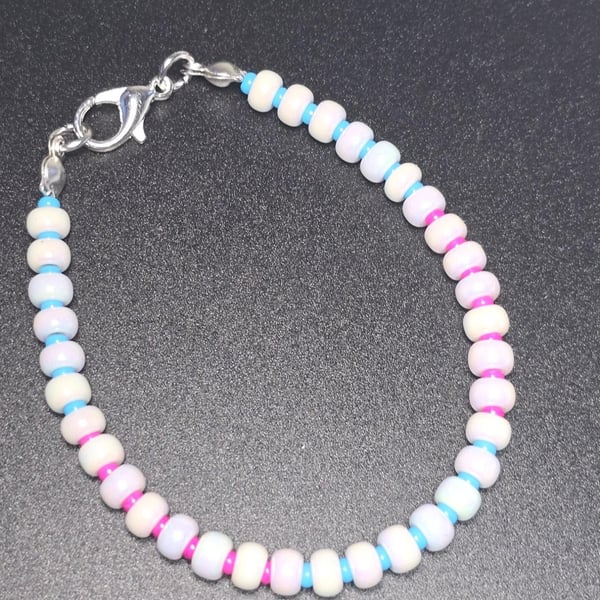 Kids light blue and light pink bracelet