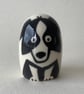 Small Wheel Thrown and Hand-Painted Ceramic Border Collie