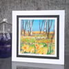 Spring Daffodils. Blank Handpainted Greetings Card Or Gift. Landscape. 