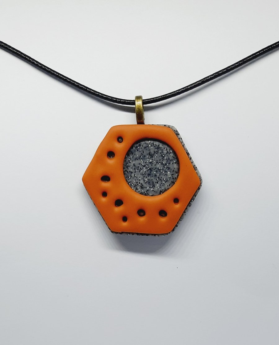 Cutout polymer clay pendant necklace 