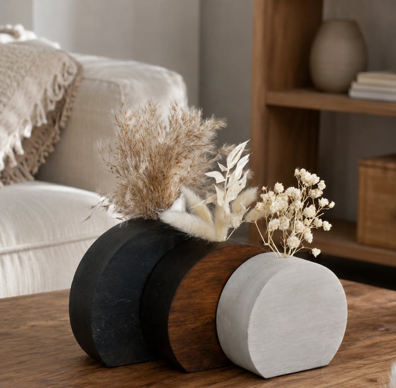 Trio of Dried Flower Vases Upcycled Pallet Wood Bud Vase Set