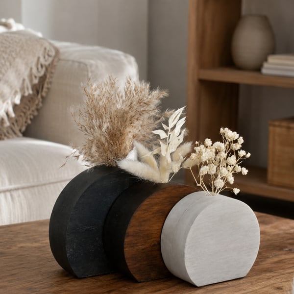 Trio of Dried Flower Vases Upcycled Pallet Wood Bud Vase Set