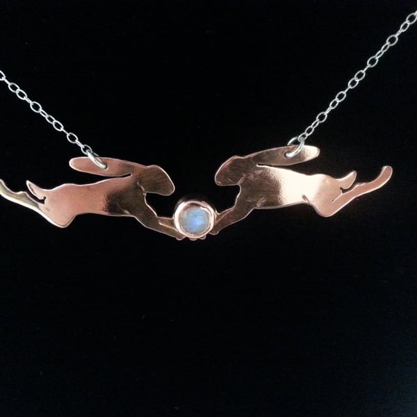Hares and graces copper and moonstone necklace
