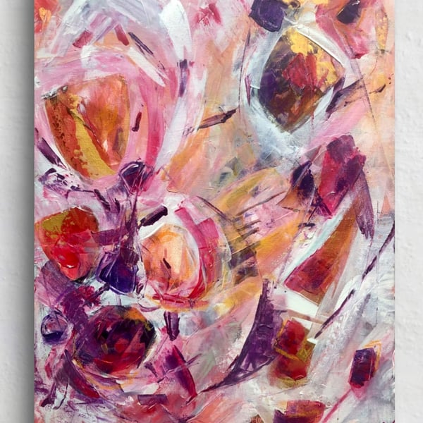 Abstract Original Painting on Canvas, with Gold Details, 30x40cm 