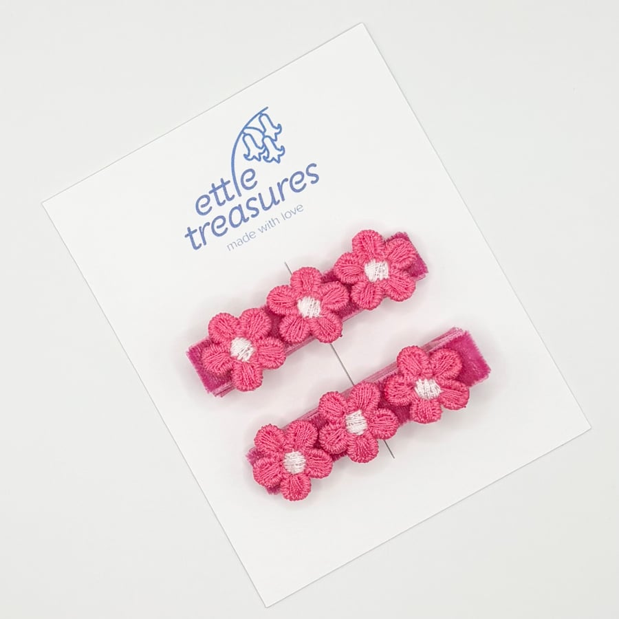 Pink flower Hair clips 